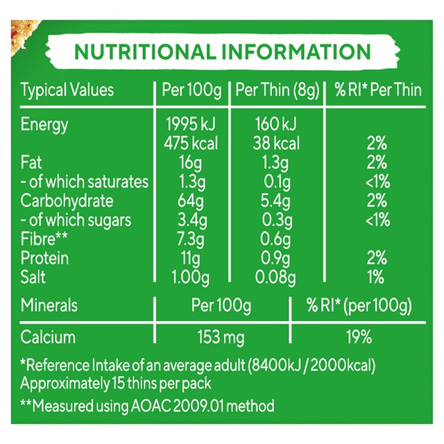 Ryvita flatbread snacks sour cream and chive 125g, imported from the UK