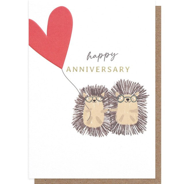 Caroline Gardner Hedgehogs Happy Anniversary Card standard letter size, UK version