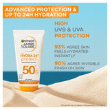 Garnier Ambre Solaire Hydra24 SPF50 sun lotion, imported from the UK