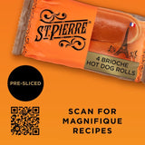St Pierre Pre-Cut Brioche Hot Dog Rolls 4 Pack (British brand)