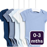 M&S M&S Unisex Pure Cotton Plain Short Sleeve Bodysuits Blue Baby Bodysuits 0-3 M- Buy online at McGrocer