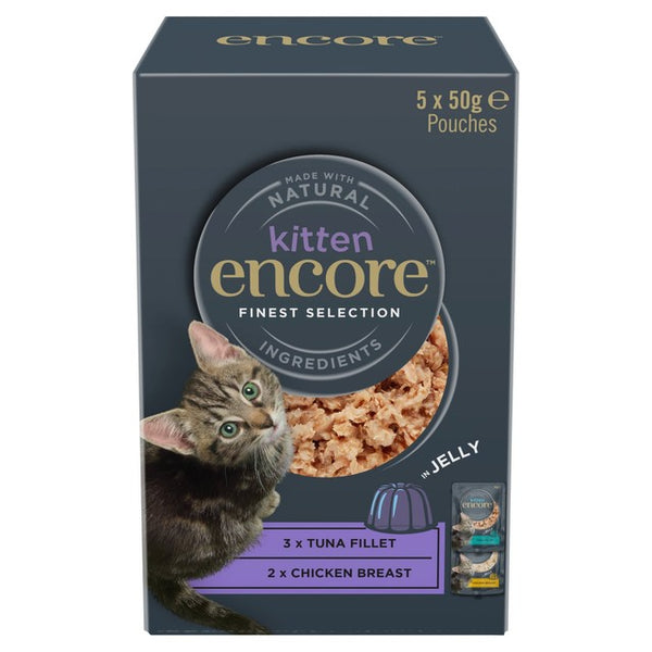 Encore Kitten Jelly Wet Cat Food Selection with Tuna and Chicken 5x50g