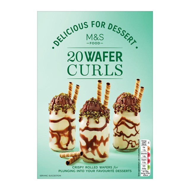 M&S chocolate flavour wafer curls 80g, imported from the UK