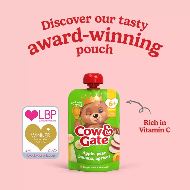 Cow & Gate apple pear banana apricot baby food pouch 100g - British product