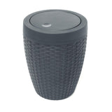 M&S Addis Faux Rattan Swing Lid Bathroom Bin in Charcoal Grey- Buy online at McGrocer