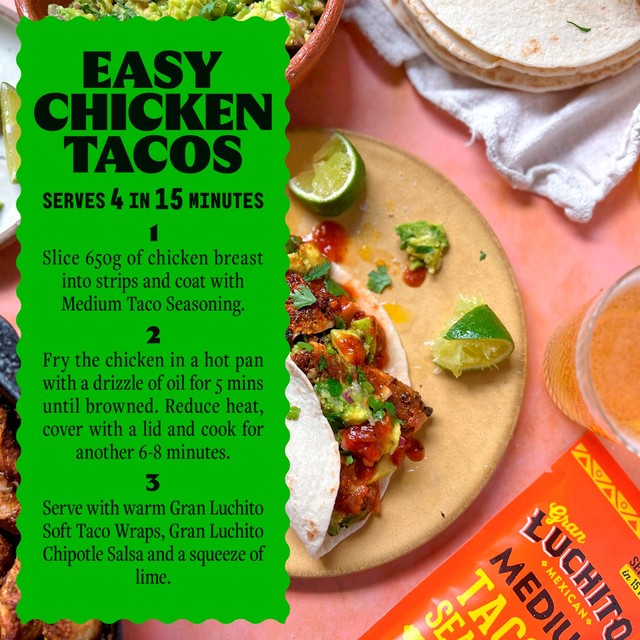 Gran Luchito medium jalapeno and cumin taco seasoning mix 28g, UK version