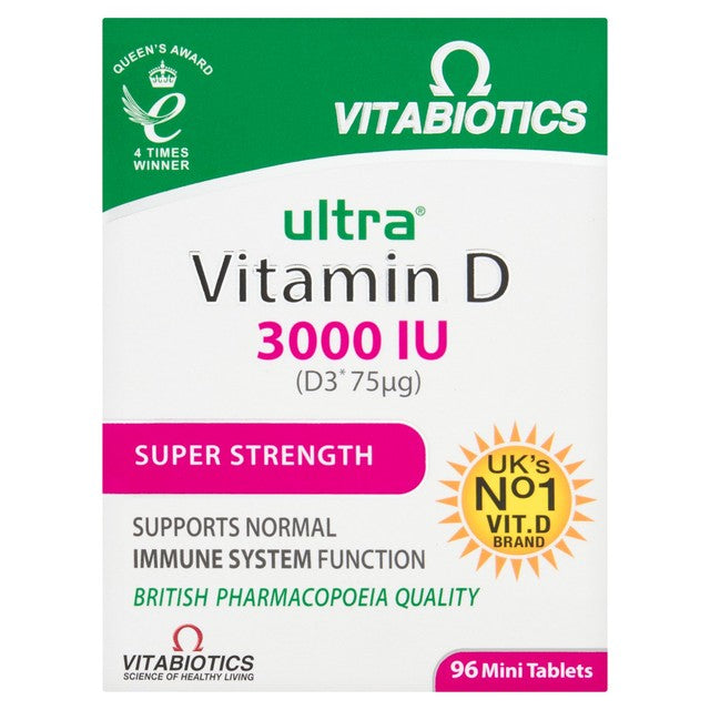 Vitabiotics Ultra Vitamin D 3000 IU supplement tablets (British brand)