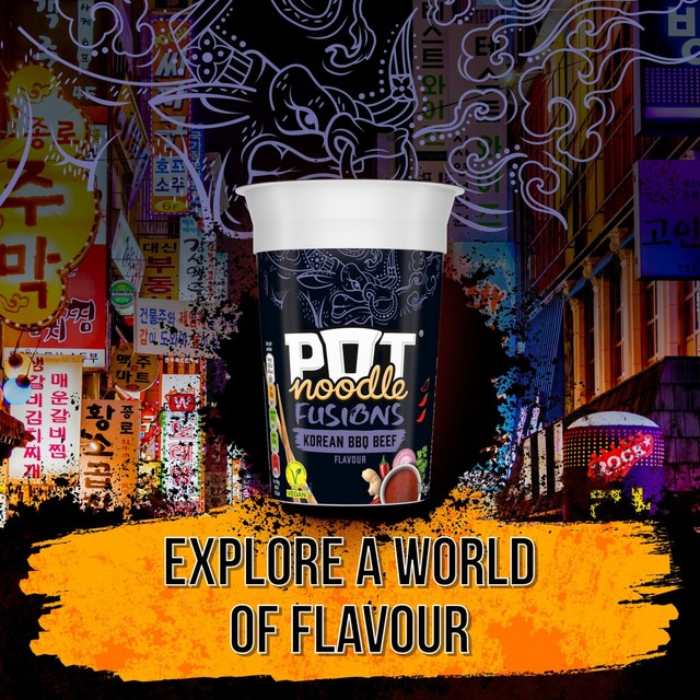 Pot Noodle Korean BBQ Beef instant noodle pot 100g, imported from the UK