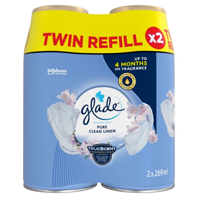 Glade Clean Linen Autospray Twin Refill 2 x 269ml, UK version