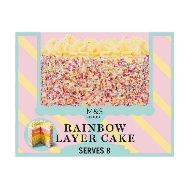 M&S rainbow layer cake 900g, imported from the UK