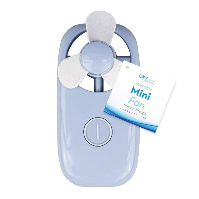 Gem Imports Oxycool mini portable fan in assorted colours, imported from the UK