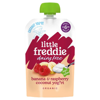 M&S Little Freddie Dairy Free Banana & Raspberry Yoghurt Baby Food Pouch for 6+ Months 90g- Buy online at McGrocer