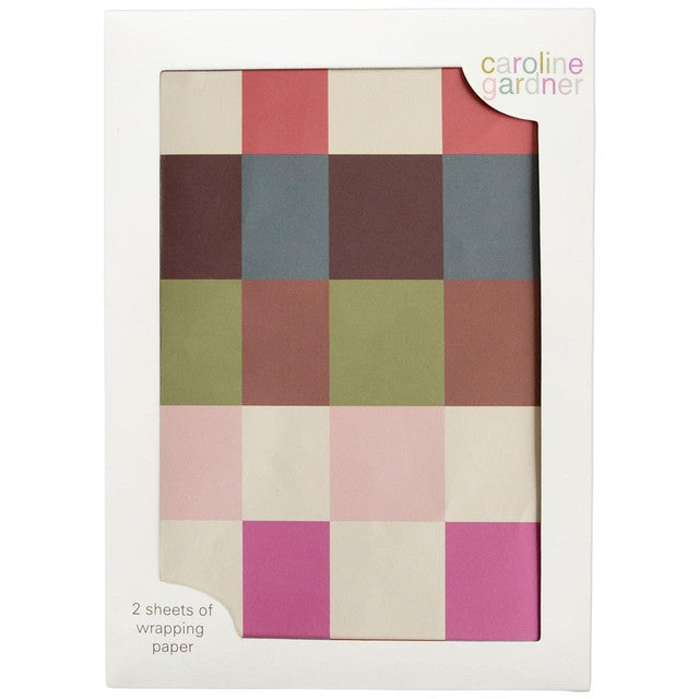 Caroline Gardner colourful geo check wrapping paper, UK version