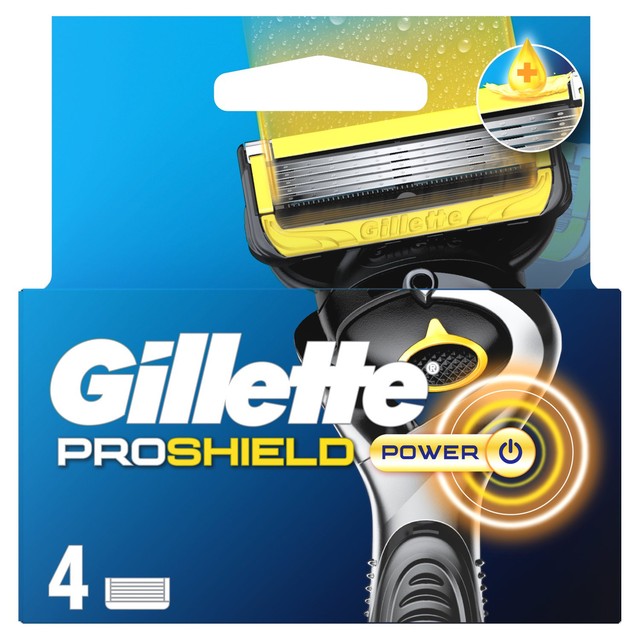 Gillette ProShield Power razor blades 4 pack - British product