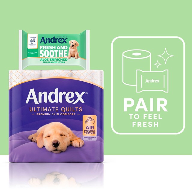 Andrex Fresh and Soothe flushable hygiene wipes 36 pack - British product