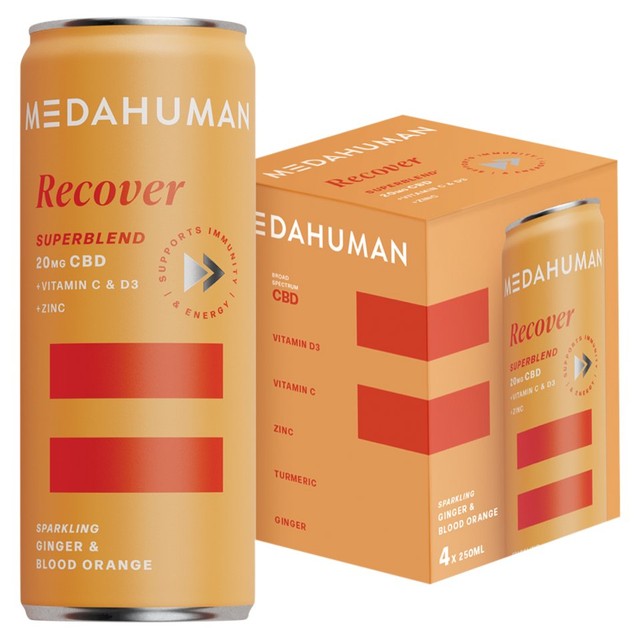 Medahuman CBD drink Ginger Blood Orange 4x250ml, imported from the UK