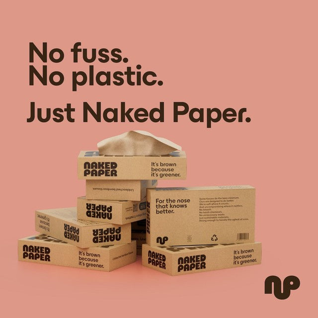 Naked Paper Unbleached Bamboo Facial Tissues 100 Sheets, imported from the UK