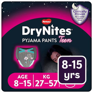 DryNites Girls Pyjama Pants Night-Time Underwear 8-15 Yrs (27-57kg)