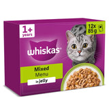 M&S Whiskas 1+ Mixed Menu Adult Wet Cat Food Pouches in Jelly Variety Pack 12 x 85g- Buy online at McGrocer