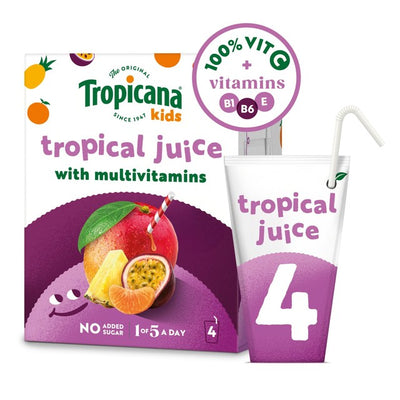 M&S Tropicana Kids Tropical Fruit Juice Carton 4 x 150ml- Buy online at McGrocer