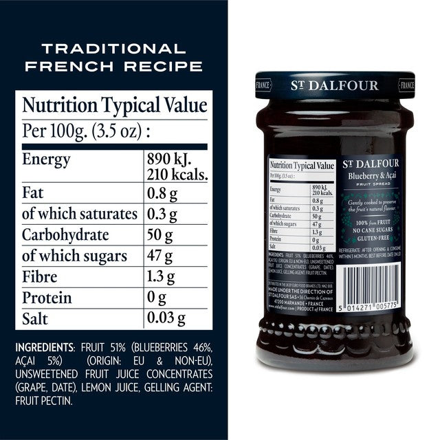 St Dalfour blueberry and acai fruit spread 170g (British brand)
