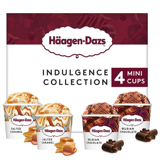 Häagen-Dazs Mini Becher Eis gesalzenes Karamell Belgische Schokolade 4x95ml, UK-Version