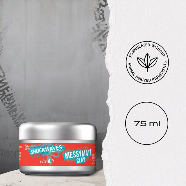 Shockwaves Messy Matte hair styling clay 75ml, imported from the UK