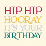 Woodmansterne Emma Bridgewater Hooray birthday card 16x16cm - British product