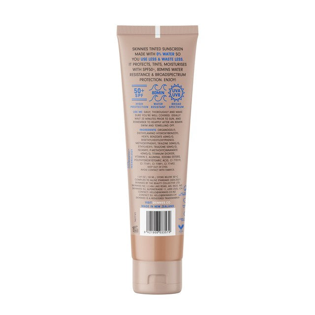 Skinnies Sheer Glow SPF50 Tinted Sunscreen Light 50ml (British brand)