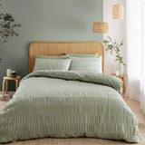 M&S Catherine Lansfield Seersucker Sage Super King Duvet Set- Buy online at McGrocer