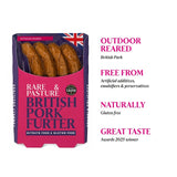 Rare & Pasture nitrate free pork hot dogs, imported from the UK