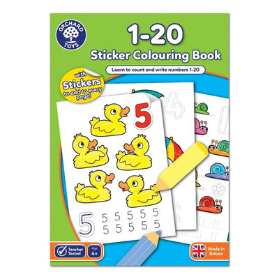 M&S Orchard Toys 1-20 Sticker Colouring Book Educational Activity Book- Buy online at McGrocer