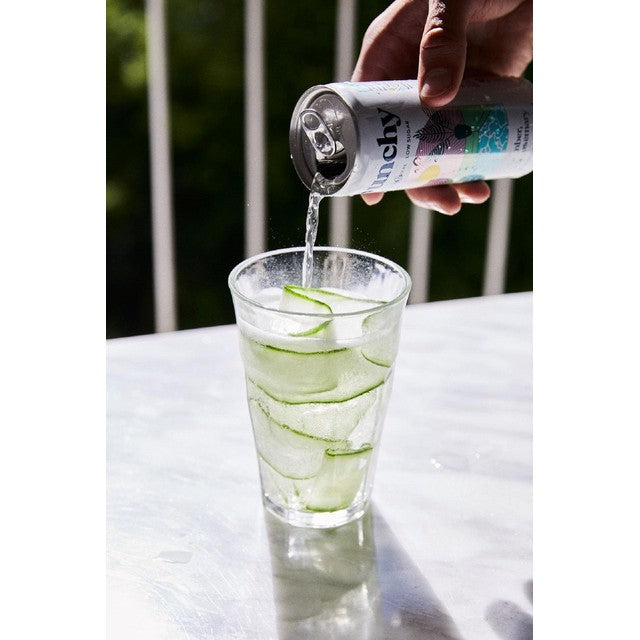 Punchy cucumber yuzu rosemary sparkling drink can (British brand)