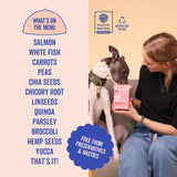 Marleybones wet dog food Salmon & Superfoods 390g, imported from the UK