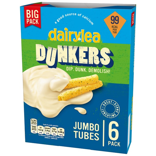 Dairylea cheese dip snack with jumbo tubes 6 x 41g - British product