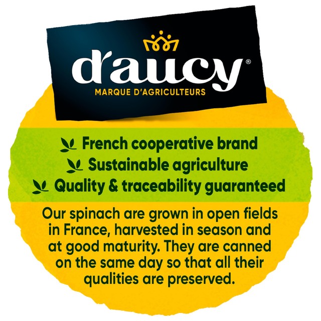 D'aucy chopped spinach no added salt 395g - British product