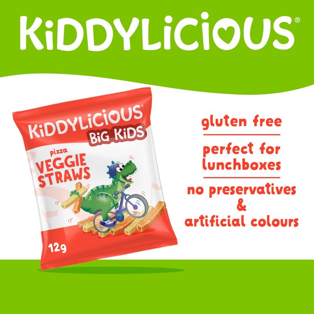 Kiddylicious pizza flavoured veggie straws kids snacks 4 x 12g, UK version