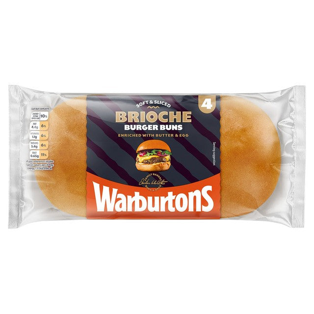 Warburtons Brioche Burger Buns 4 pack (British brand)