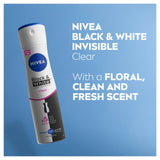 Nivea Black & White Invisible anti-perspirant deodorant spray 150ml, imported from the UK
