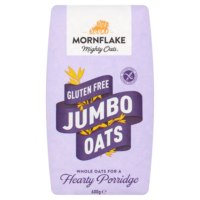 Mornflake gluten-free jumbo whole-rolled oats 600g bag, imported from the UK