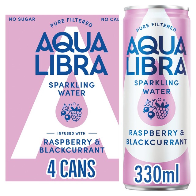 Aqua Libra raspberry blackcurrant water 4x330ml - British product