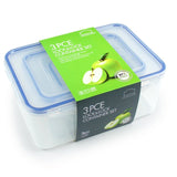 Locknlock airtight food storage container set with three sizes - 2.3L, 1.1L, and 470ml, UK version