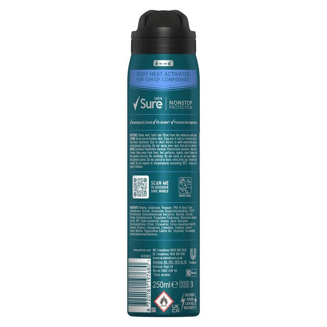 Sure Men Antiperspirant Deodorant Spray 250ml (British brand)