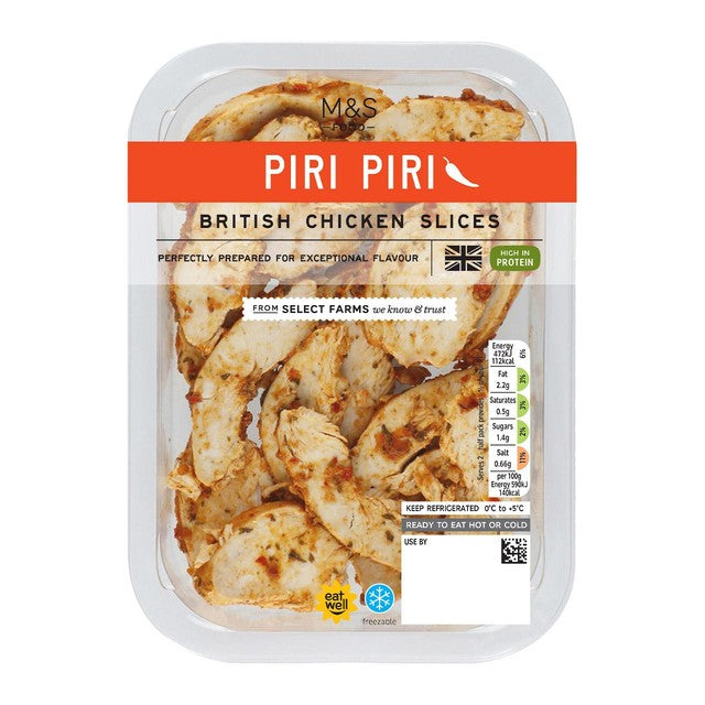 M&S peri peri chicken breast slices 160g, imported from the UK