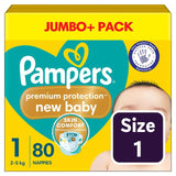 Pampers New Baby Nappies Size 1 (2-5kg) Jumbo+ Pack