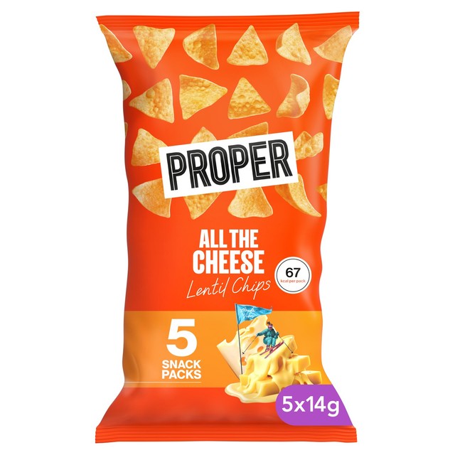Properchips Lentil Chips All the Cheese Multipack, imported from the UK
