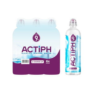 Alkaline Ionised Water with Electrolytes pH 9, Pack of 6 x 600ml