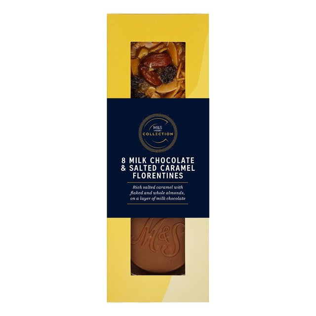 M&S milk chocolate and salted caramel Florentines 170g, imported from the UK