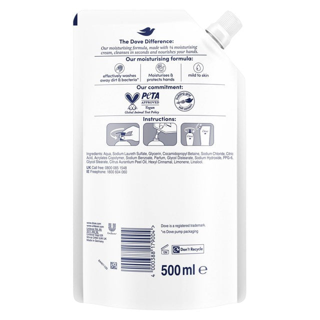 Dove deeply nourishing hand wash 500ml refill pouch - British product