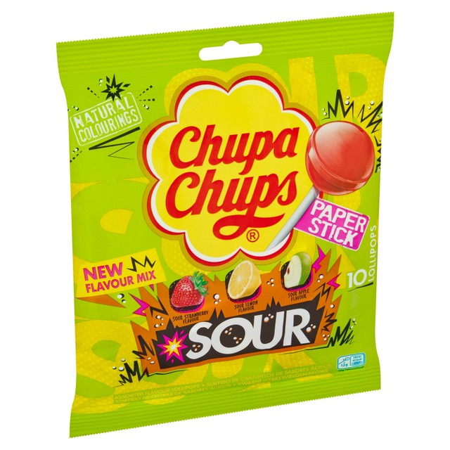 Chupa Chups sour lollipops fruit mix 10 pack - British product